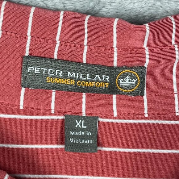 Peter Millar Summer Comfort XL Mens Cape Red Halifax Stripe Stretch Jersey‎ Polo - Picture 2 of 7